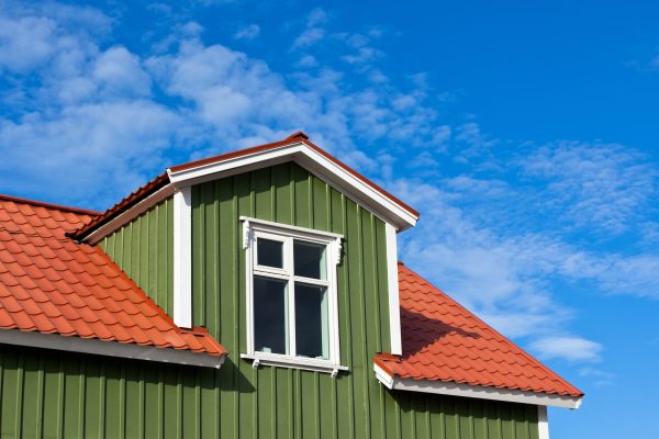 Residential Roof Top under the Bright Blue Sky